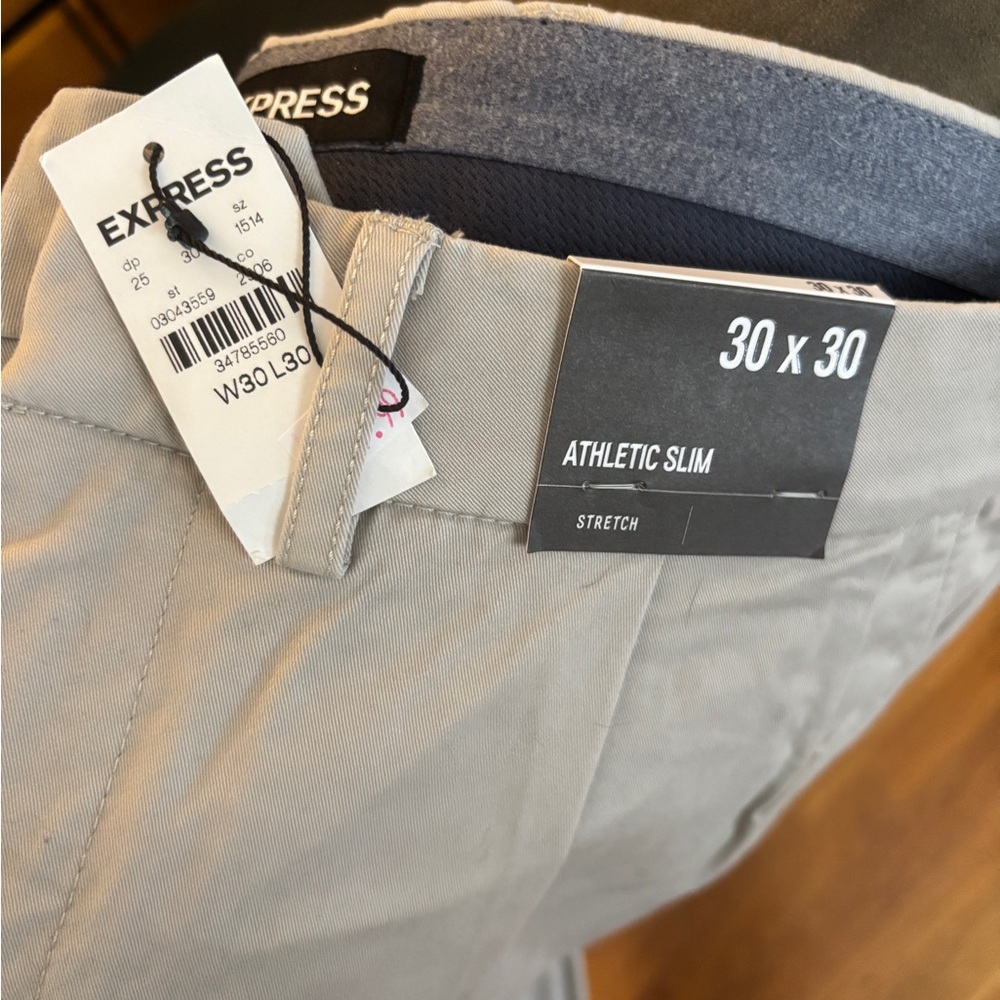Express Men's Athletic Slim Stretch Pants - beige